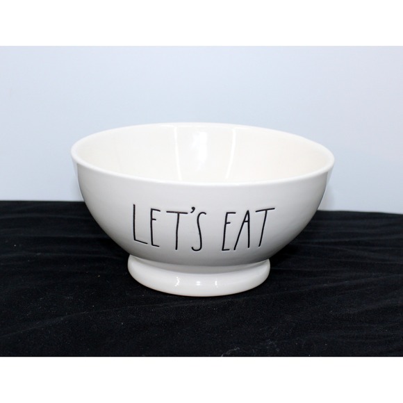Rae Dunn Other - Rae Dunn LETS EAT White Ceramic Footed Cereal Soup Bowl Artisan Collection